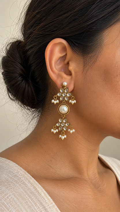 Ziya Pearl Floral Drop Earrings