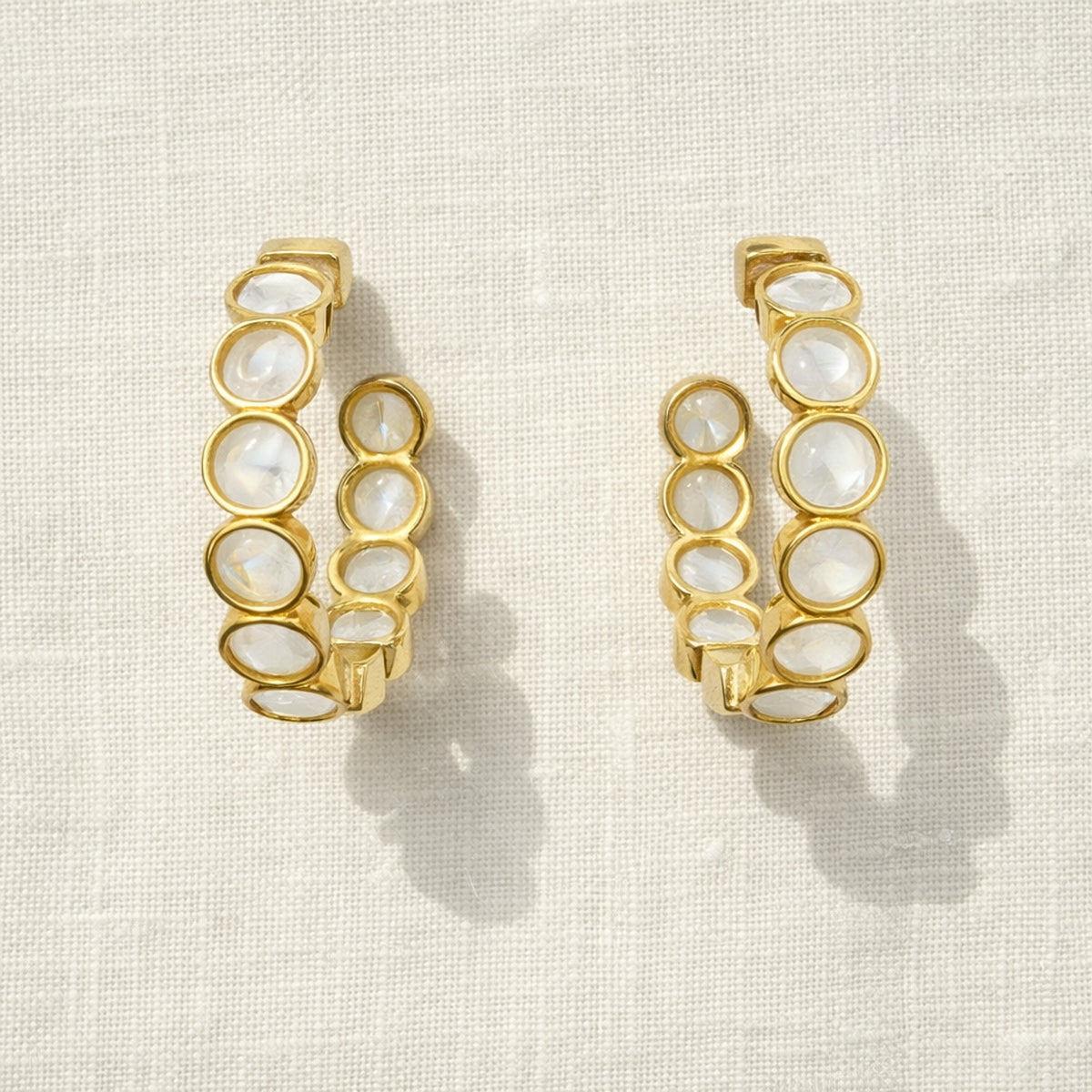 White Bindu Hoop Earrings