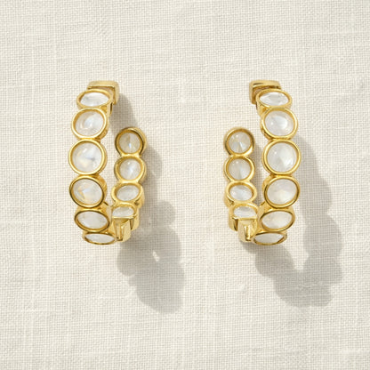 White Bindu Hoop Earrings