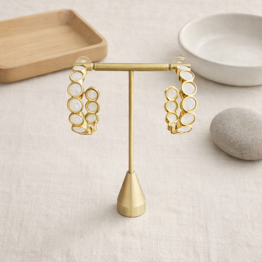 White Bindu Hoop Earrings