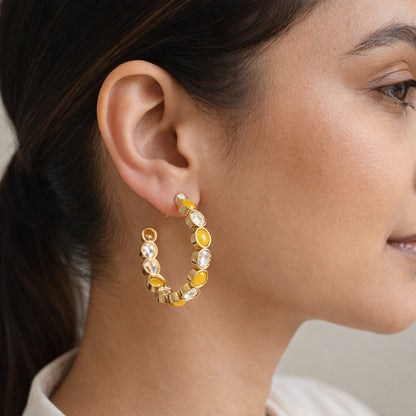 Yellow Bindu Hoop Earrings