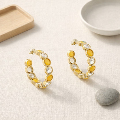 Yellow Bindu Hoop Earrings