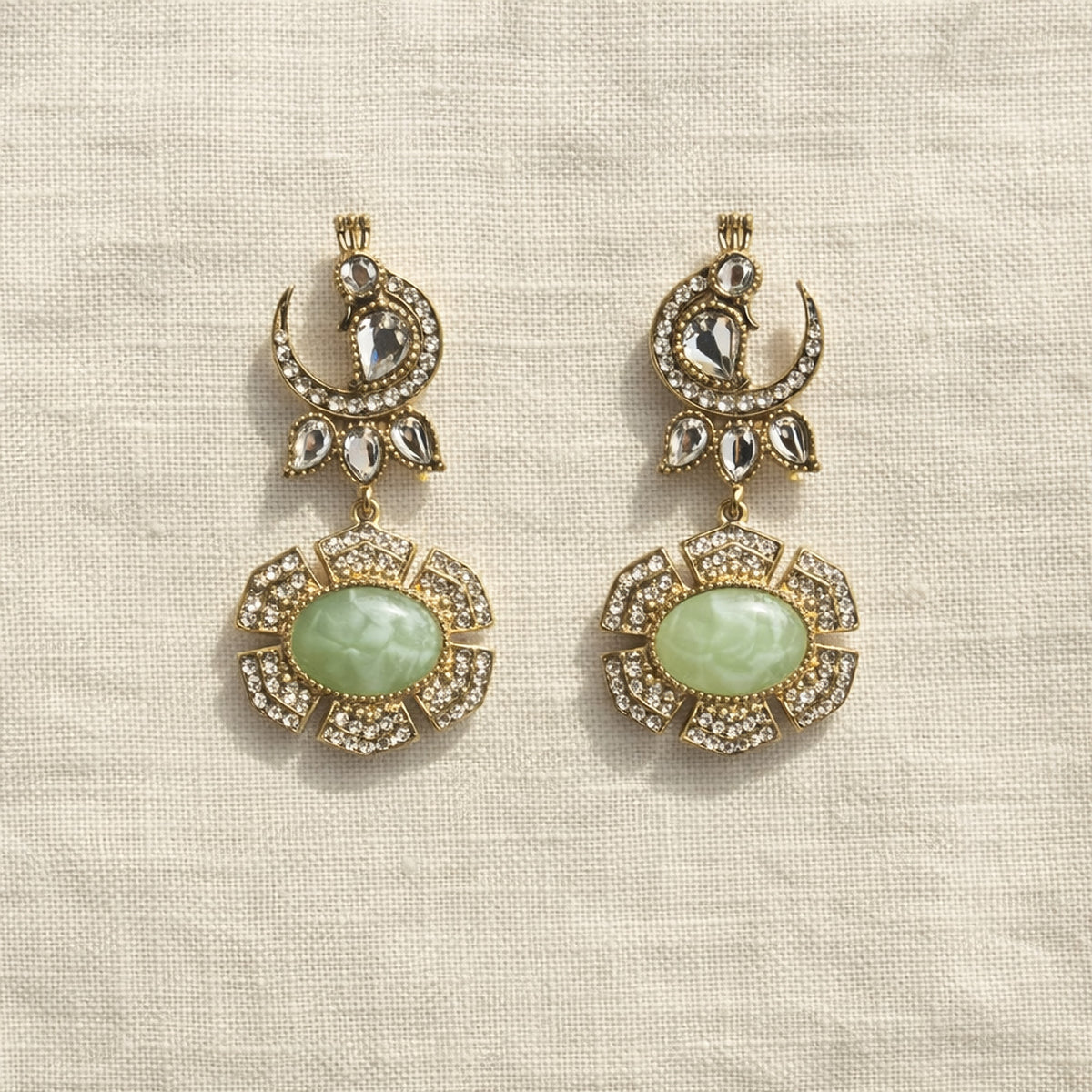 Mint Morni Peacock Drop Earrings