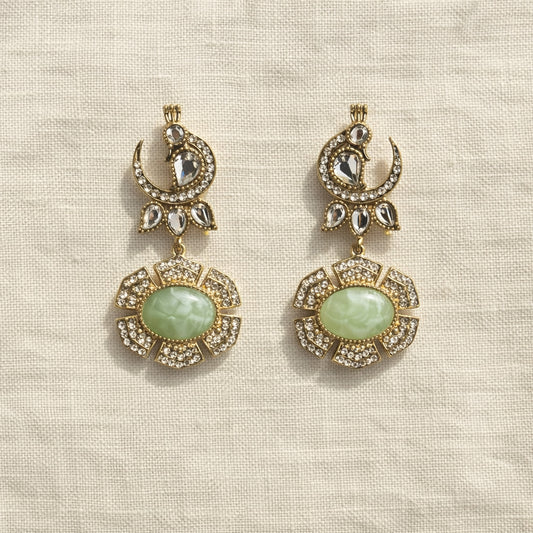 Mint Morni Peacock Drop Earrings