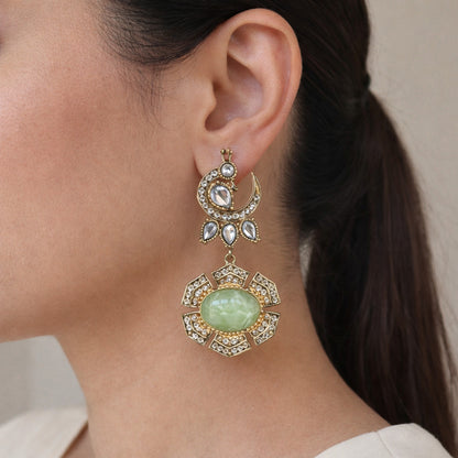 Mint Morni Peacock Drop Earrings