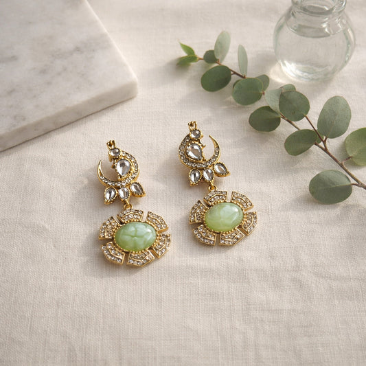 Mint Morni Peacock Drop Earrings