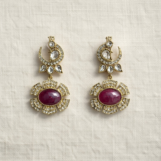 Ruby Morni Peacock Drop Earrings