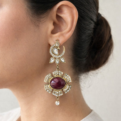 Ruby Morni Peacock Drop Earrings