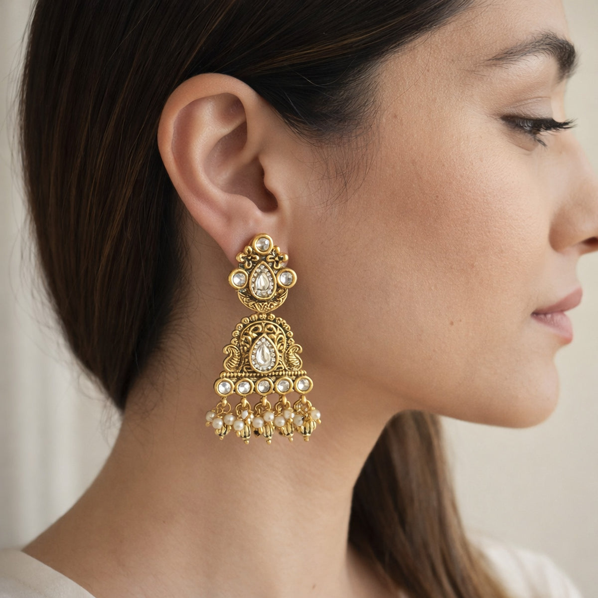 Mehfil Kundan Drop Earrings