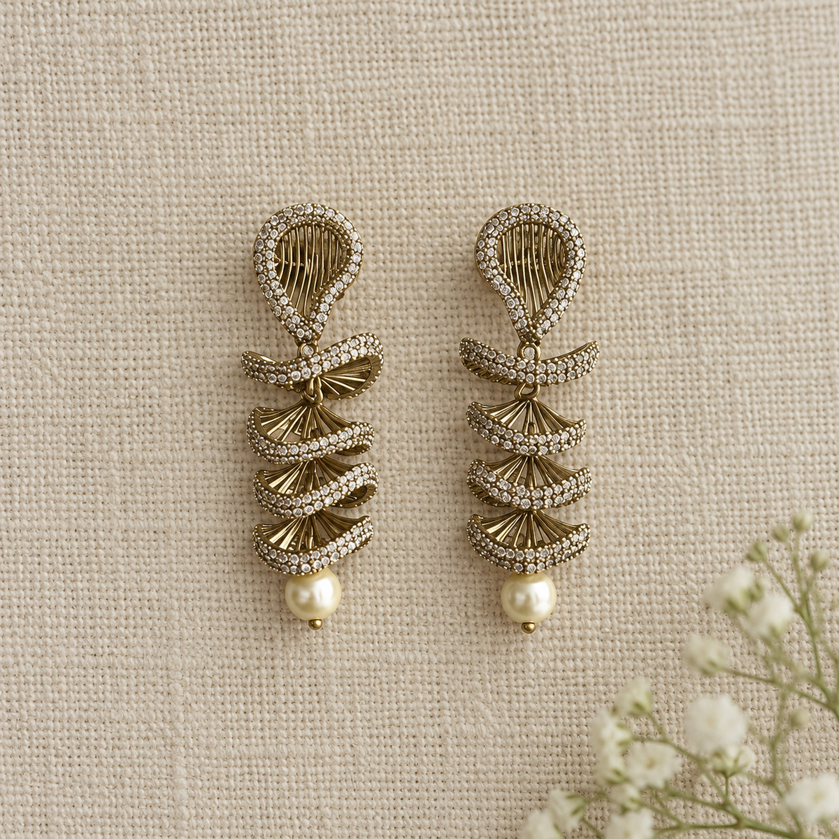 Vera American Diamond Spiral Drop Earrings