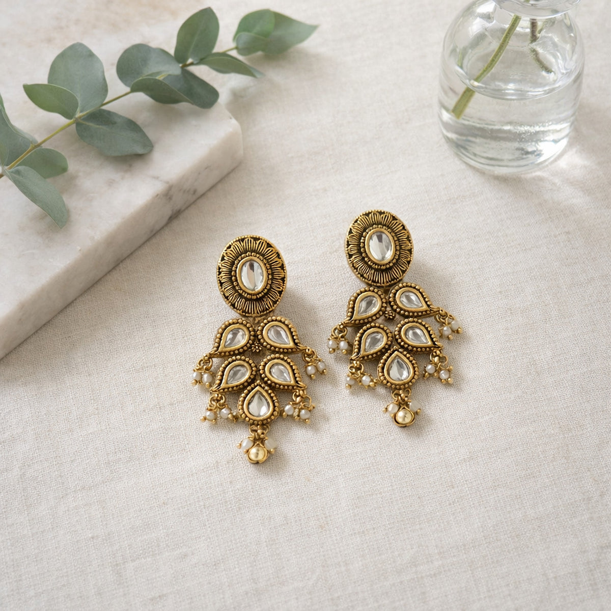 Ambi Kundan Drop Earrings