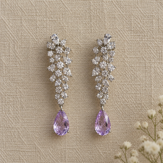 Thea American Diamond Lilac Drop Earrings