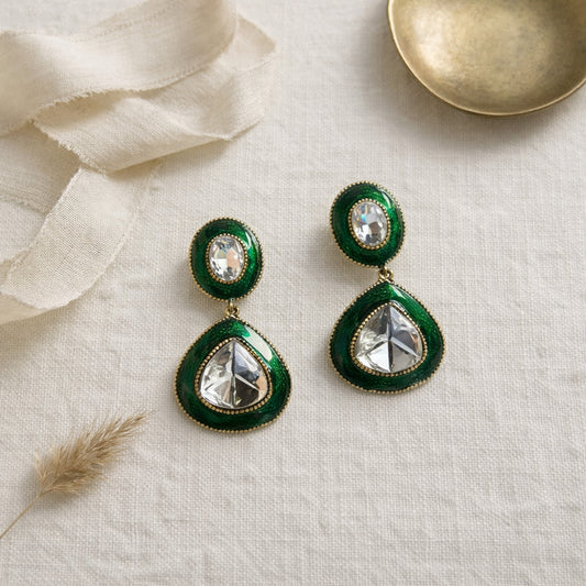 Emerald Heer Meenakari Drop Earrings
