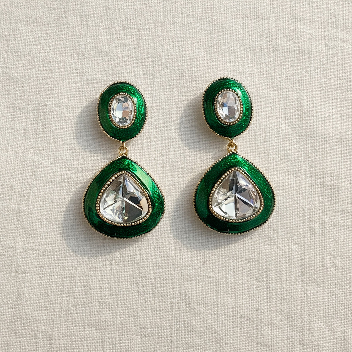 Emerald Heer Meenakari Drop Earrings