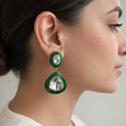 Emerald Heer Meenakari Drop Earrings