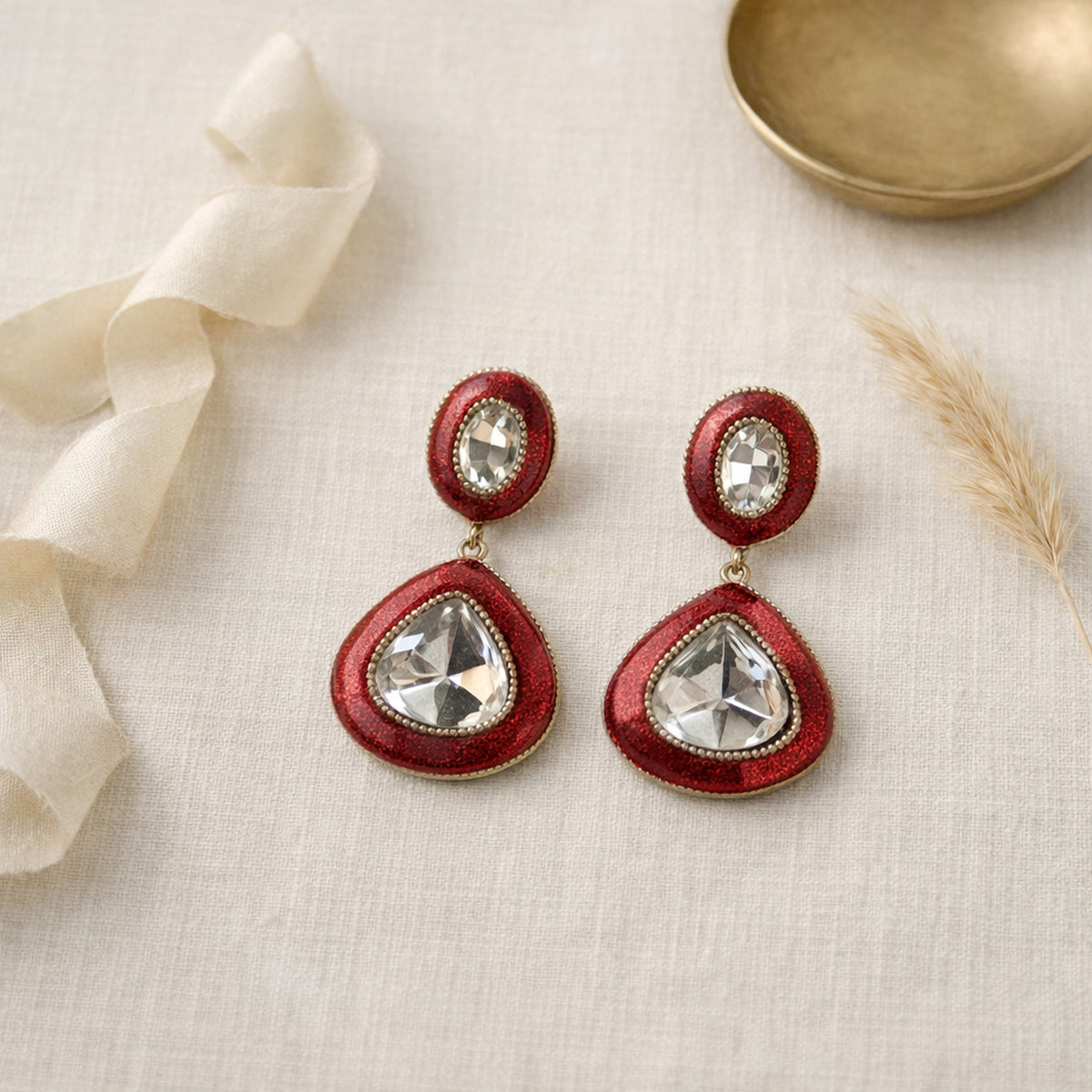 Ruby Heer Meenakari Drop Earrings