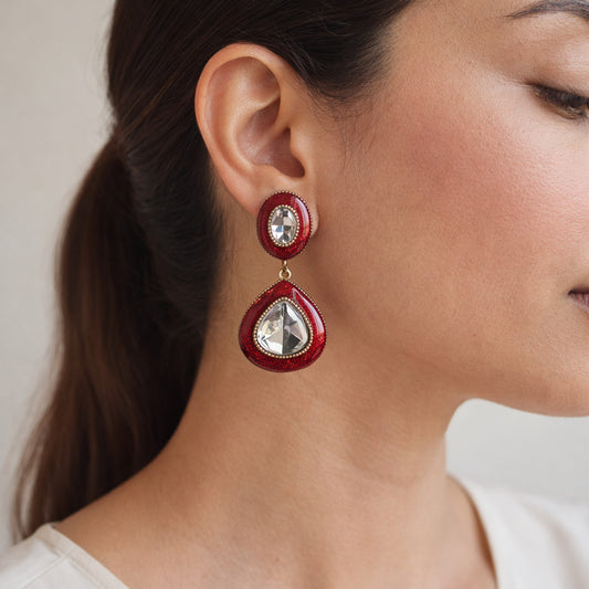 Ruby Heer Meenakari Drop Earrings