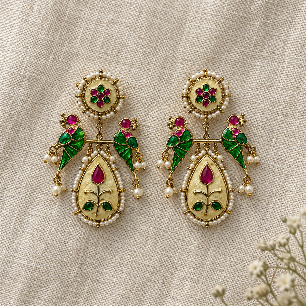 Nayra Parrot Meenakari Earrings