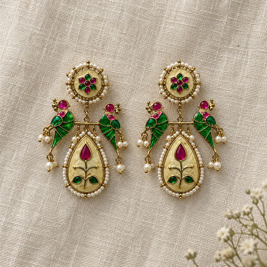 Nayra Parrot Meenakari Earrings