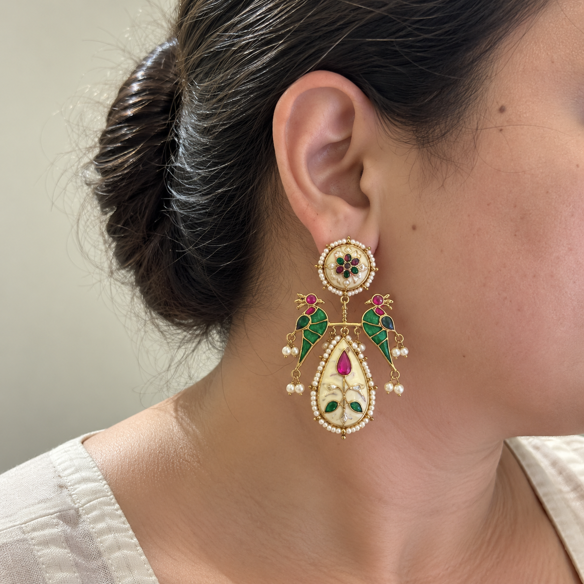 Nayra Parrot Meenakari Earrings