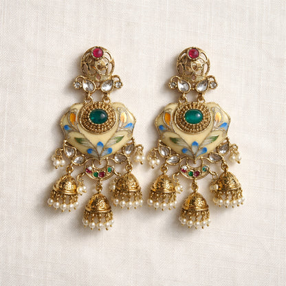 Gulzar Meenakari Jhumka Earrings