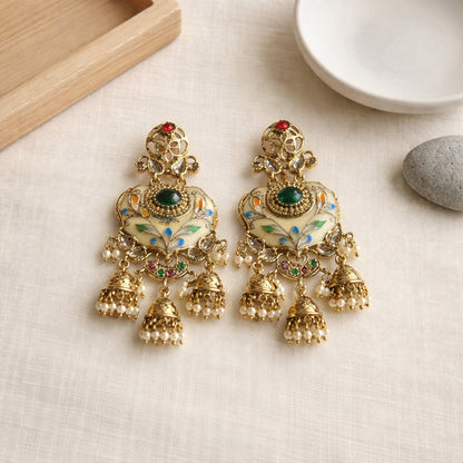 Gulzar Meenakari Jhumka Earrings