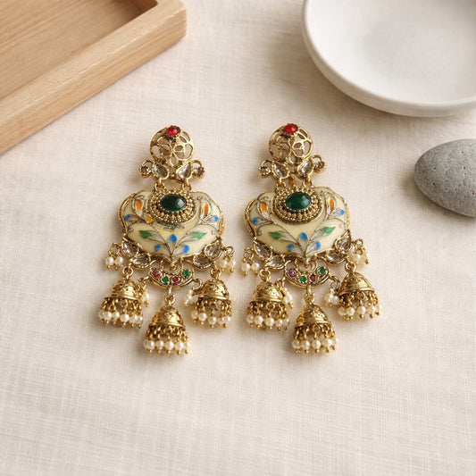 Gulzar Meenakari Jhumka Earrings