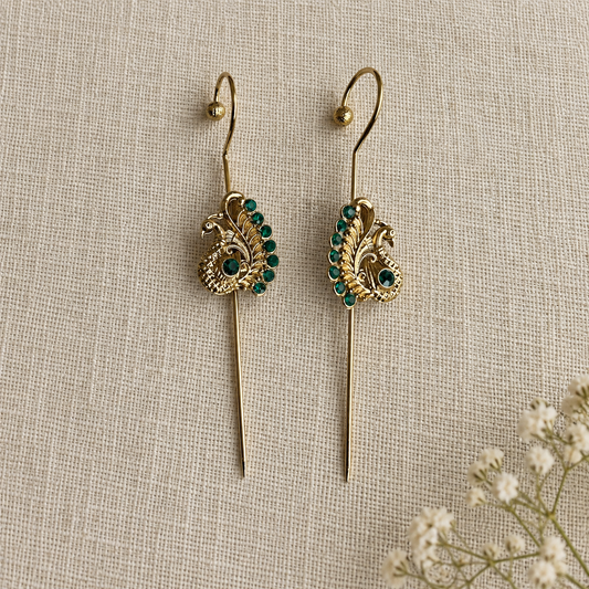 Emerald Kalapi Peacock Ear Cuffs