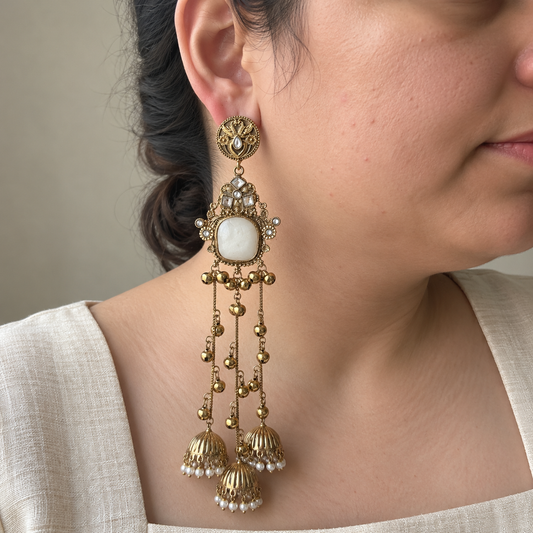 White Chinar Kashmiri Earrings