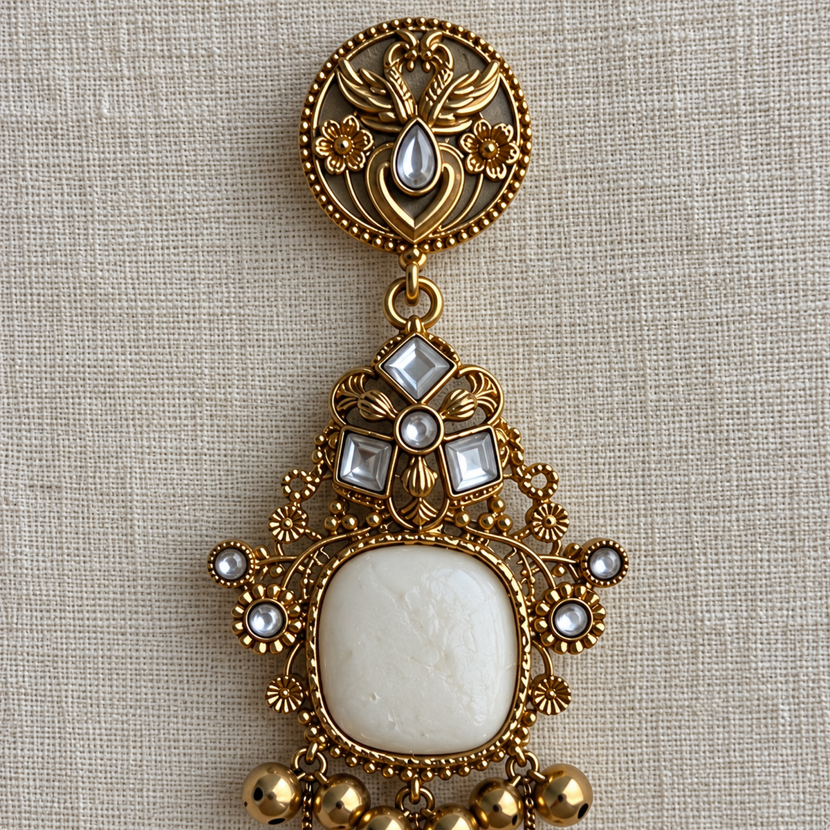 White Chinar Kashmiri Earrings