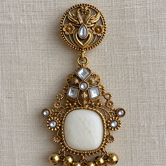 White Chinar Kashmiri Earrings