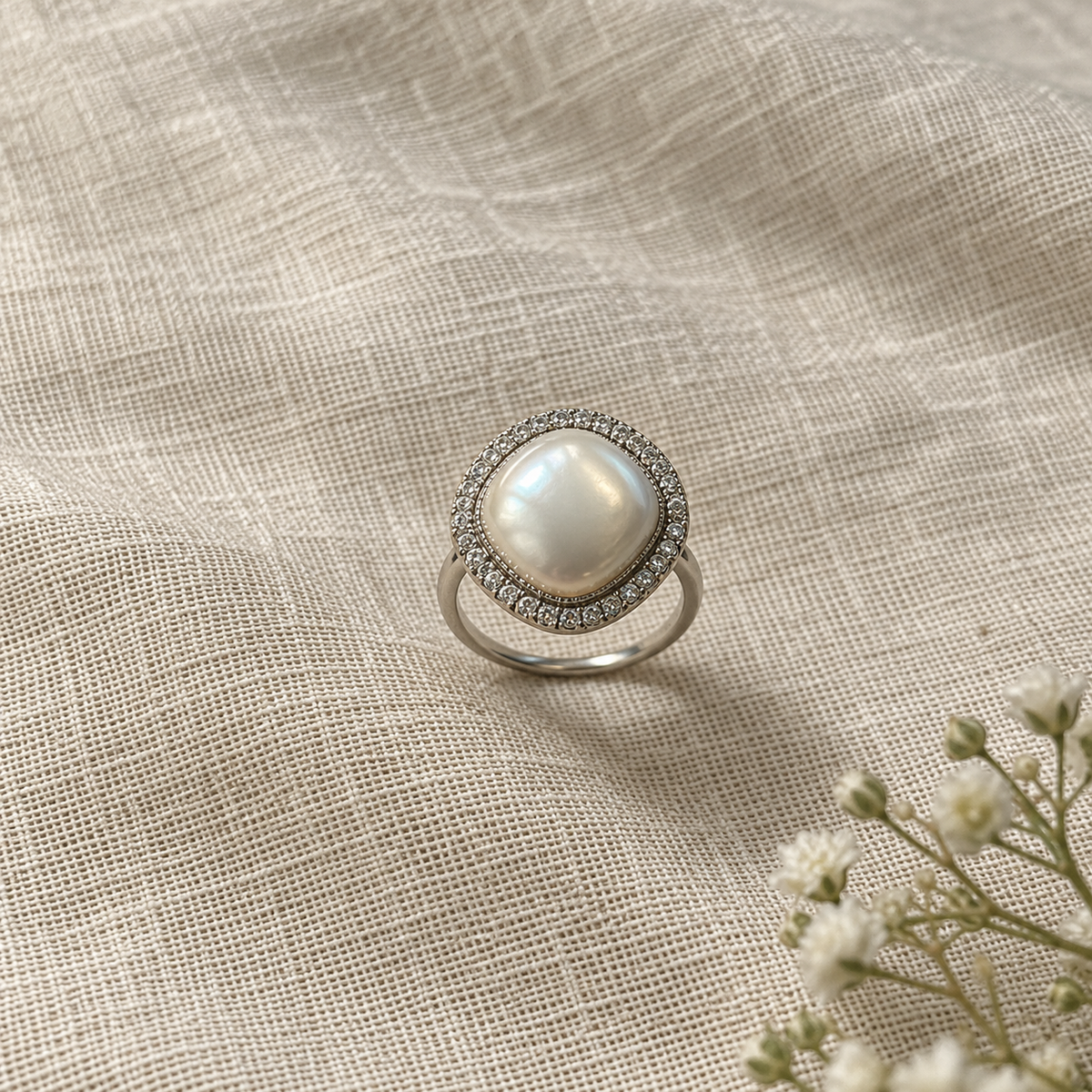 Margot Pearl Halo Ring