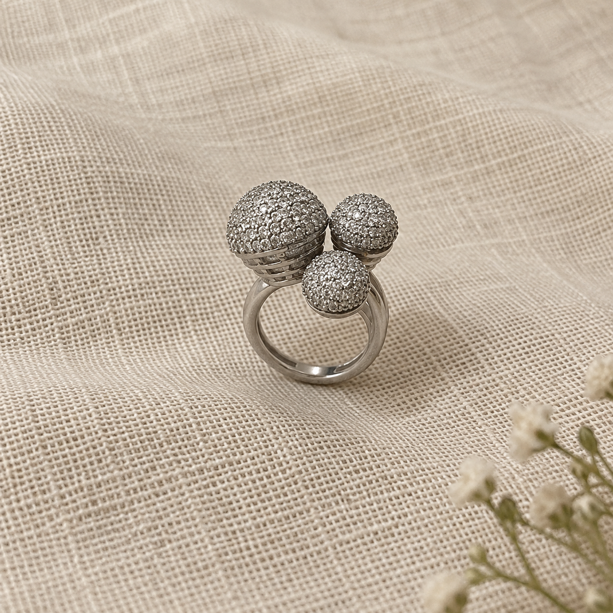 Bella Pavé Trio Ball Ring