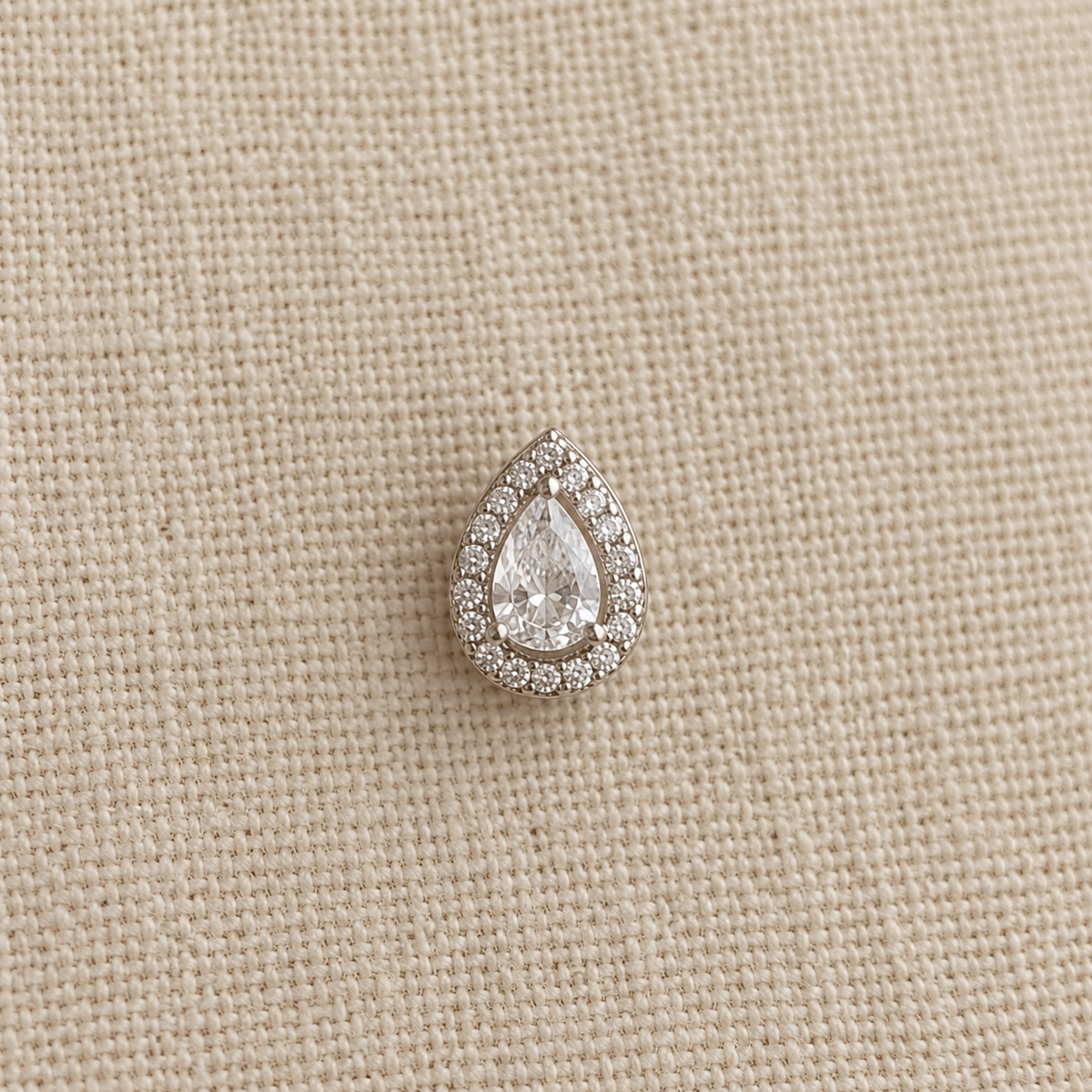 Luna Pear American Diamond Halo Studs