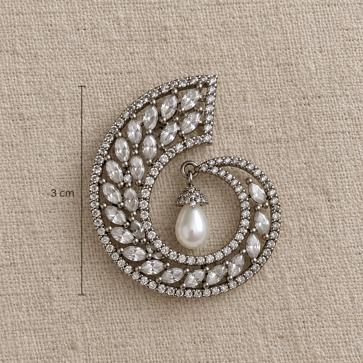 Naomi American Diamond Swirl Pearl Earrings