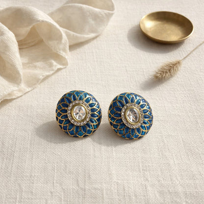 Blue Phool Meenakari Stud Earrings