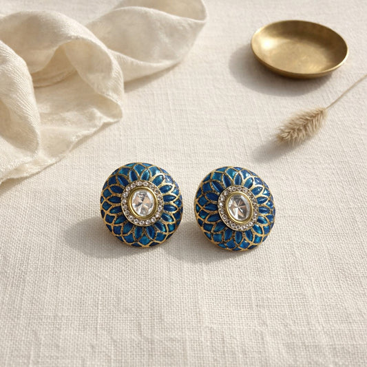 Blue Phool Meenakari Stud Earrings