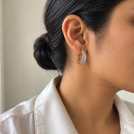 Nora American Diamond Hoop Earrings