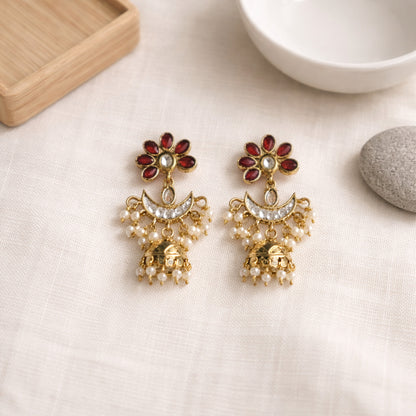 Ruby Saheli Kundan Jhumka Earrings
