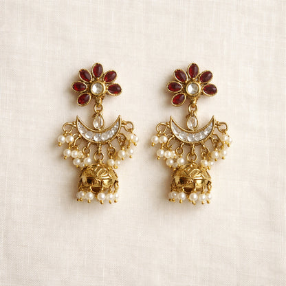 Ruby Saheli Kundan Jhumka Earrings
