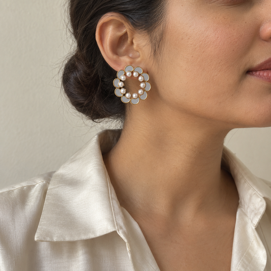Pearl Chakri Stud Earrings