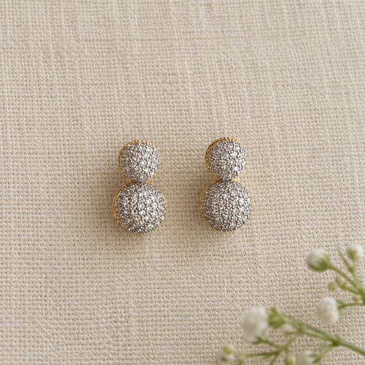 Zoe American Diamond Double Ball Earrings