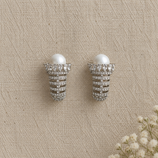 Ivy Diamond Pearl Layered Hoop Earrings