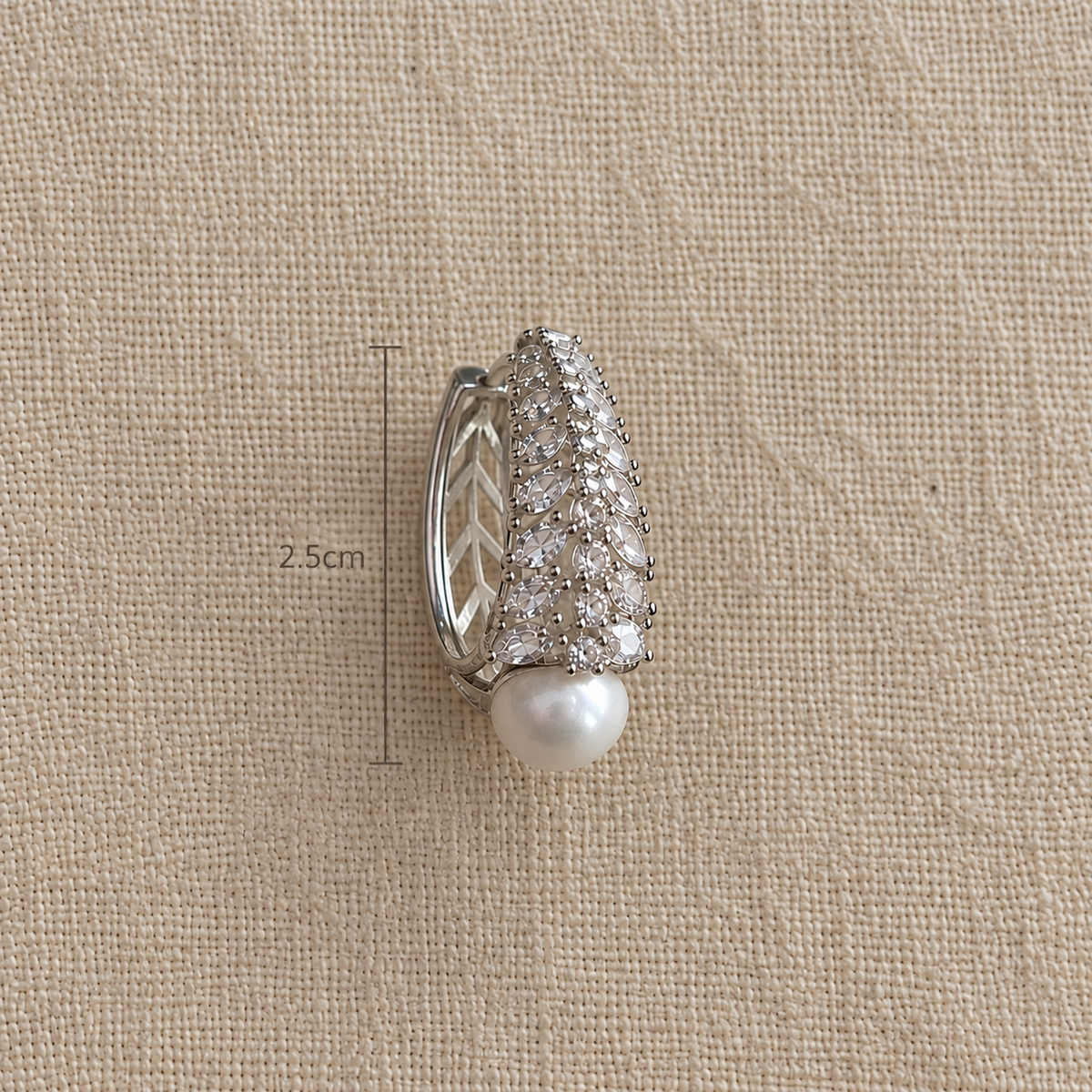 Cora American Diamond Pearl Half Hoop Earrings