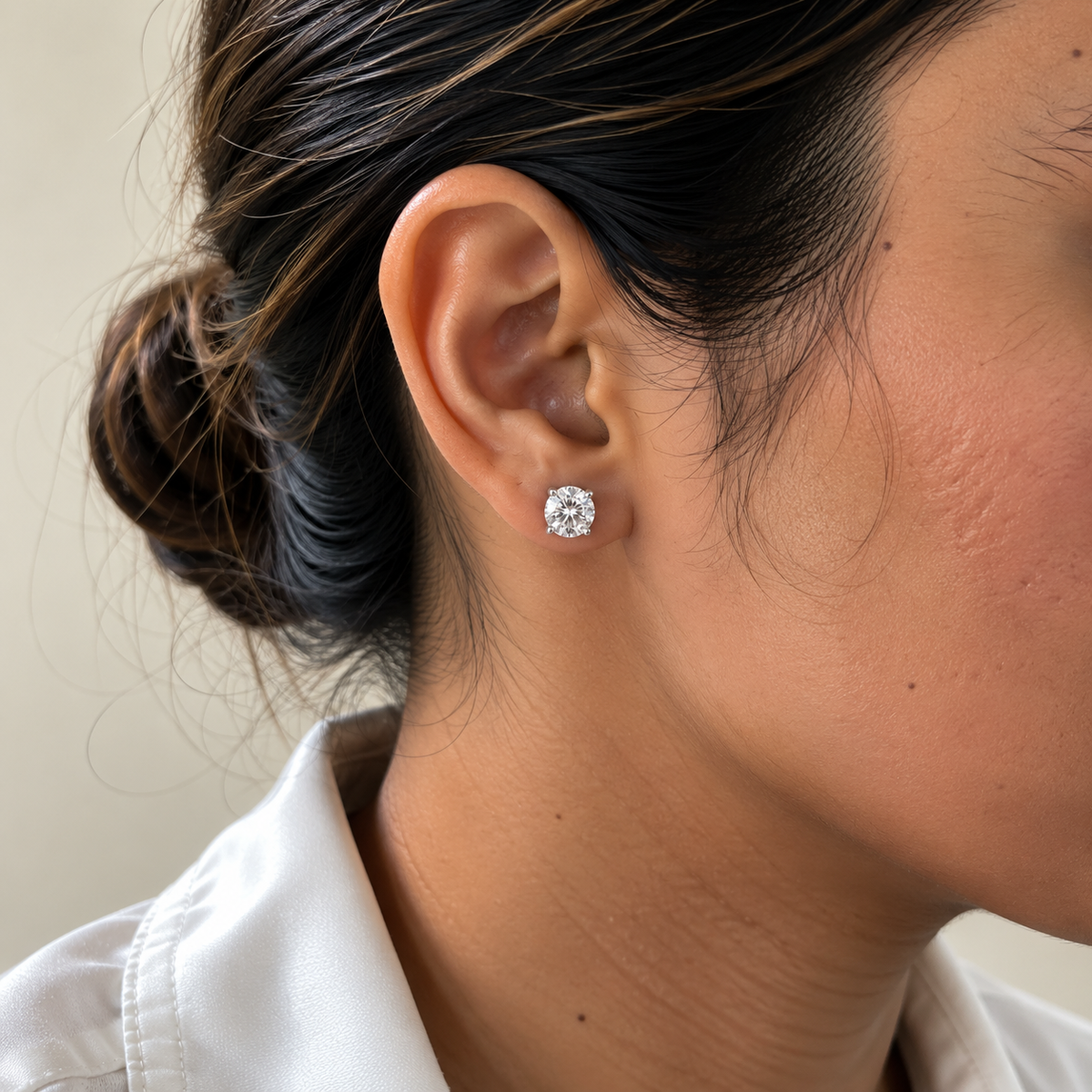 Nova Round American Diamond Solitaire Studs
