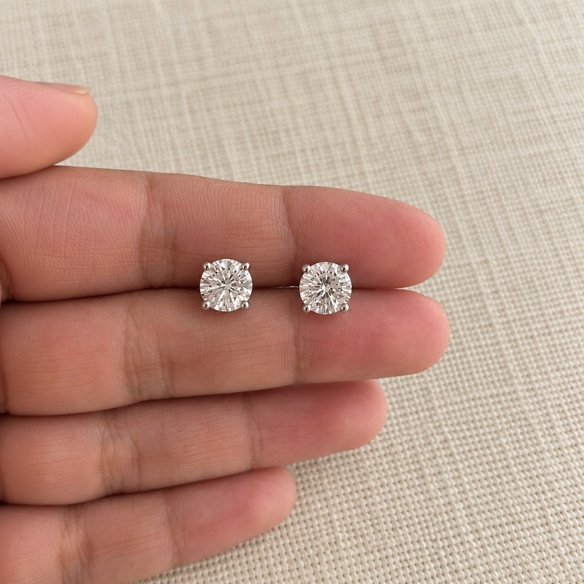 Nova Round American Diamond Solitaire Studs