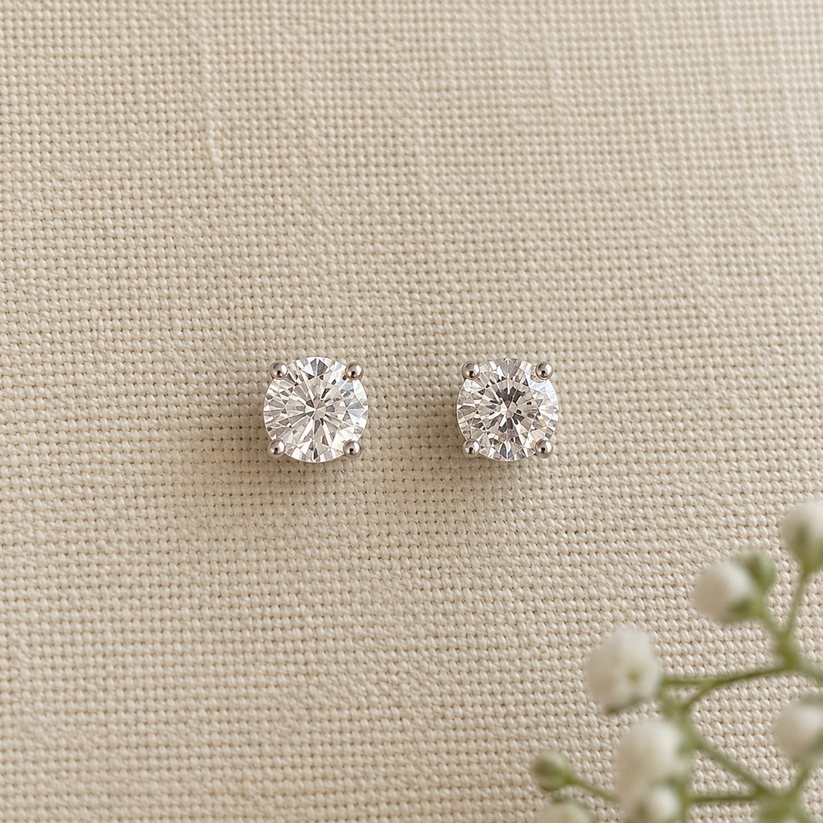 Nova Round American Diamond Solitaire Studs