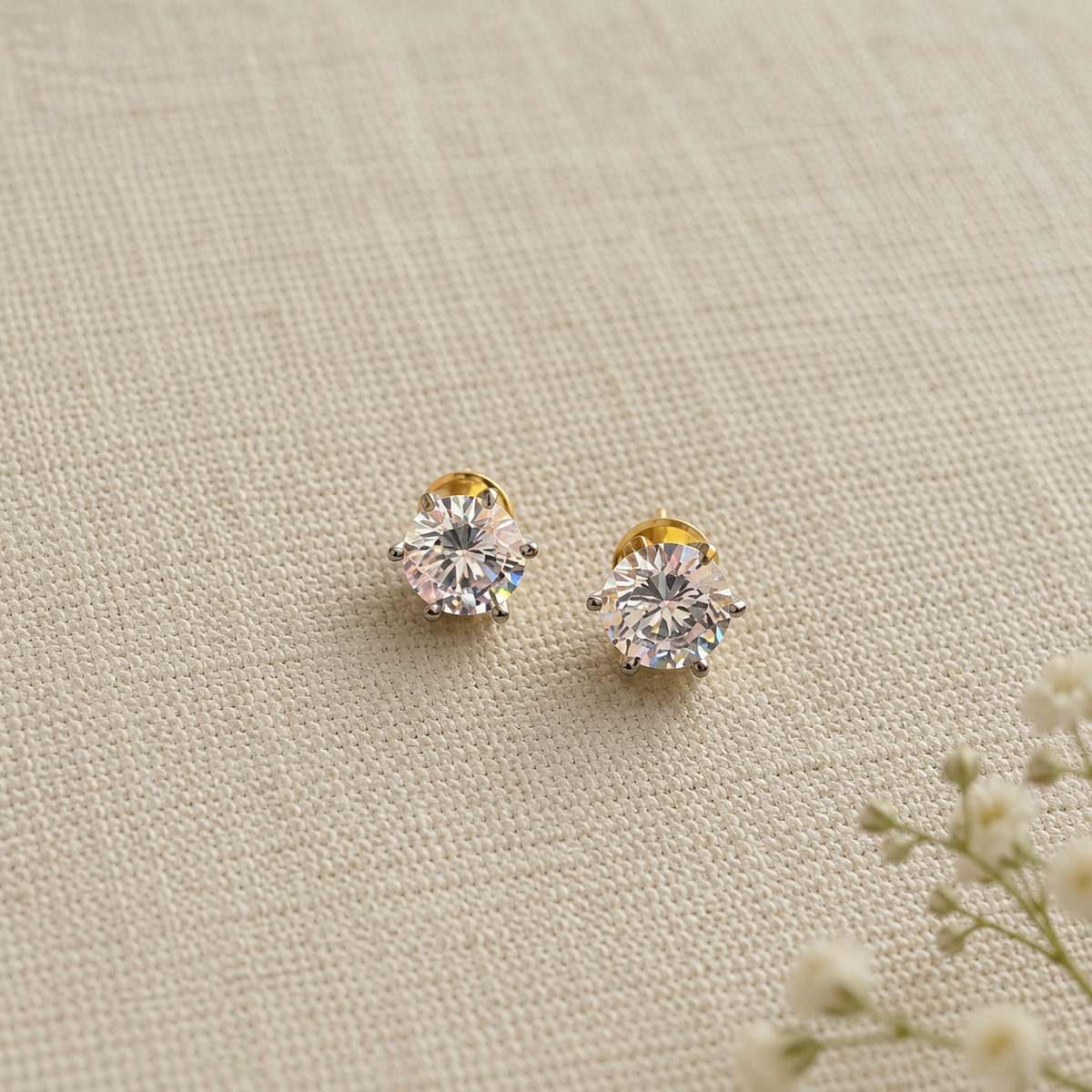 Elara American Diamond Six Prong Solitaire Studs