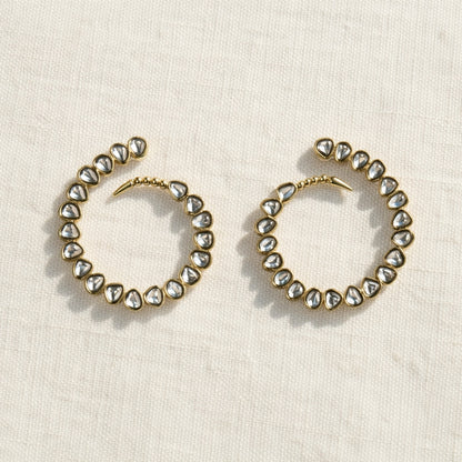 Chakri Kundan Hoop Earrings