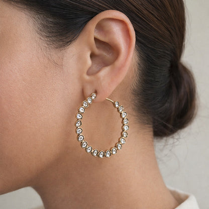 Chakri Kundan Hoop Earrings